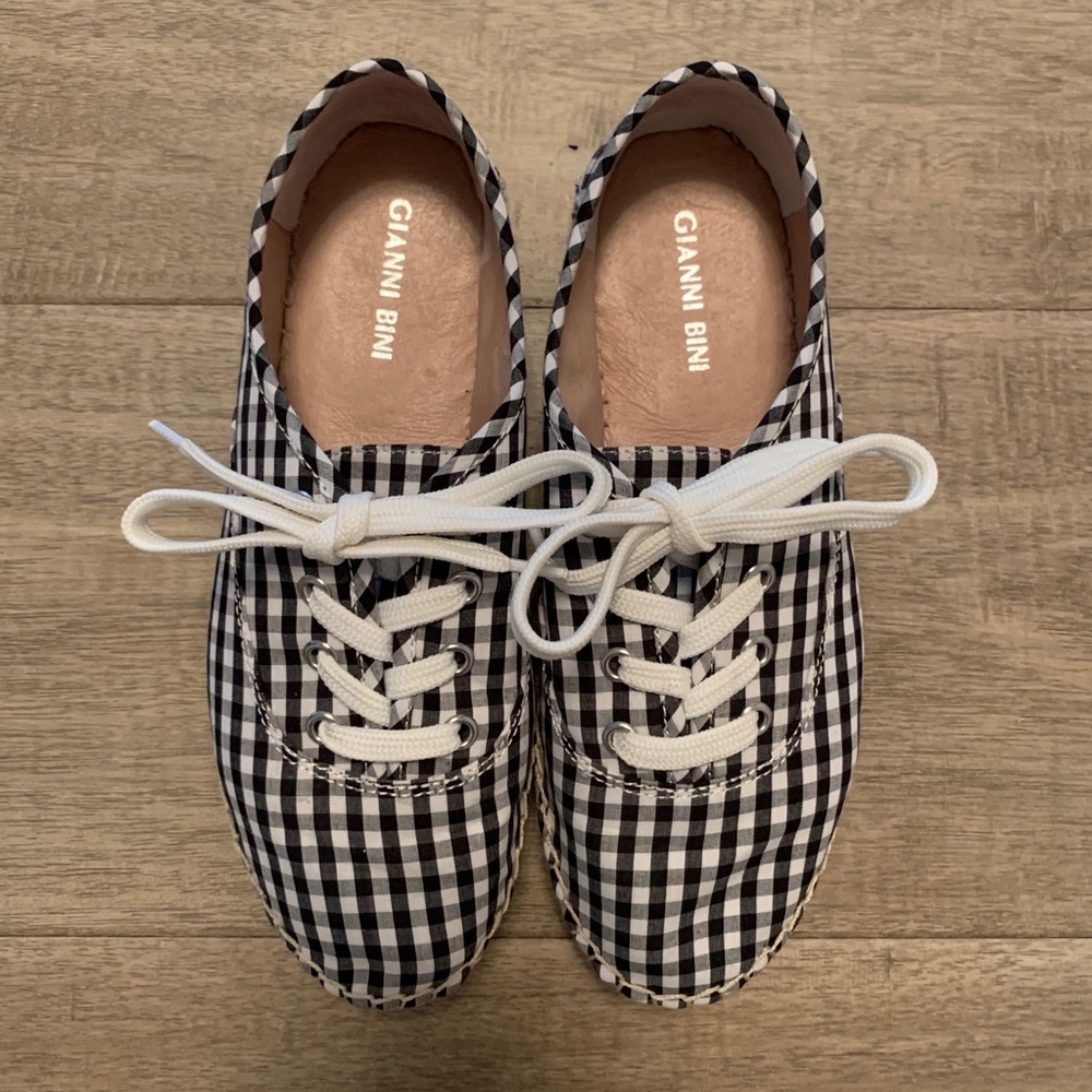Gianni Bini Gingham Lace-up Espadrilles - Picture 5 of 6